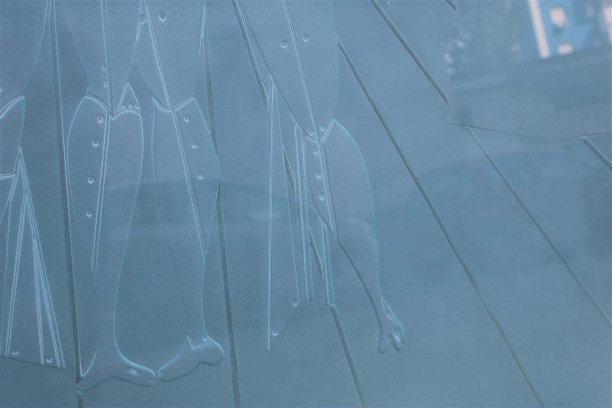 Giorgio De Chirico Large Thick Glass Slab Engraved With Ettore And Andromaca photo Art