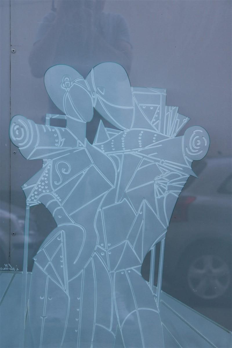Giorgio De Chirico Large Thick Glass Slab Engraved With Ettore And Andromaca photo vinterior
