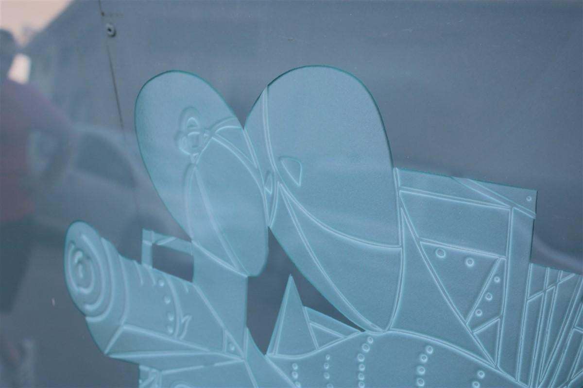 Giorgio De Chirico Large Thick Glass Slab Engraved With Ettore And Andromaca photo vintage
