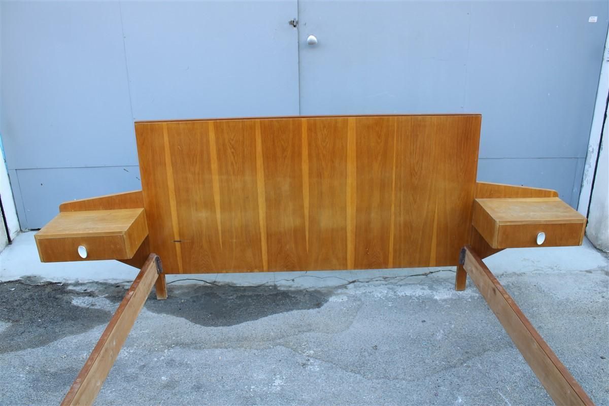 Large Mid Century Italian Bed In Chestnut And Brass By Gio Ponti Attributed 1950 photo buy