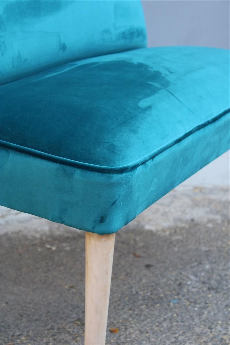 Small Sofa Italian Mid Century Design Green Velvet Cesare Lacca, 1950s photo vintage