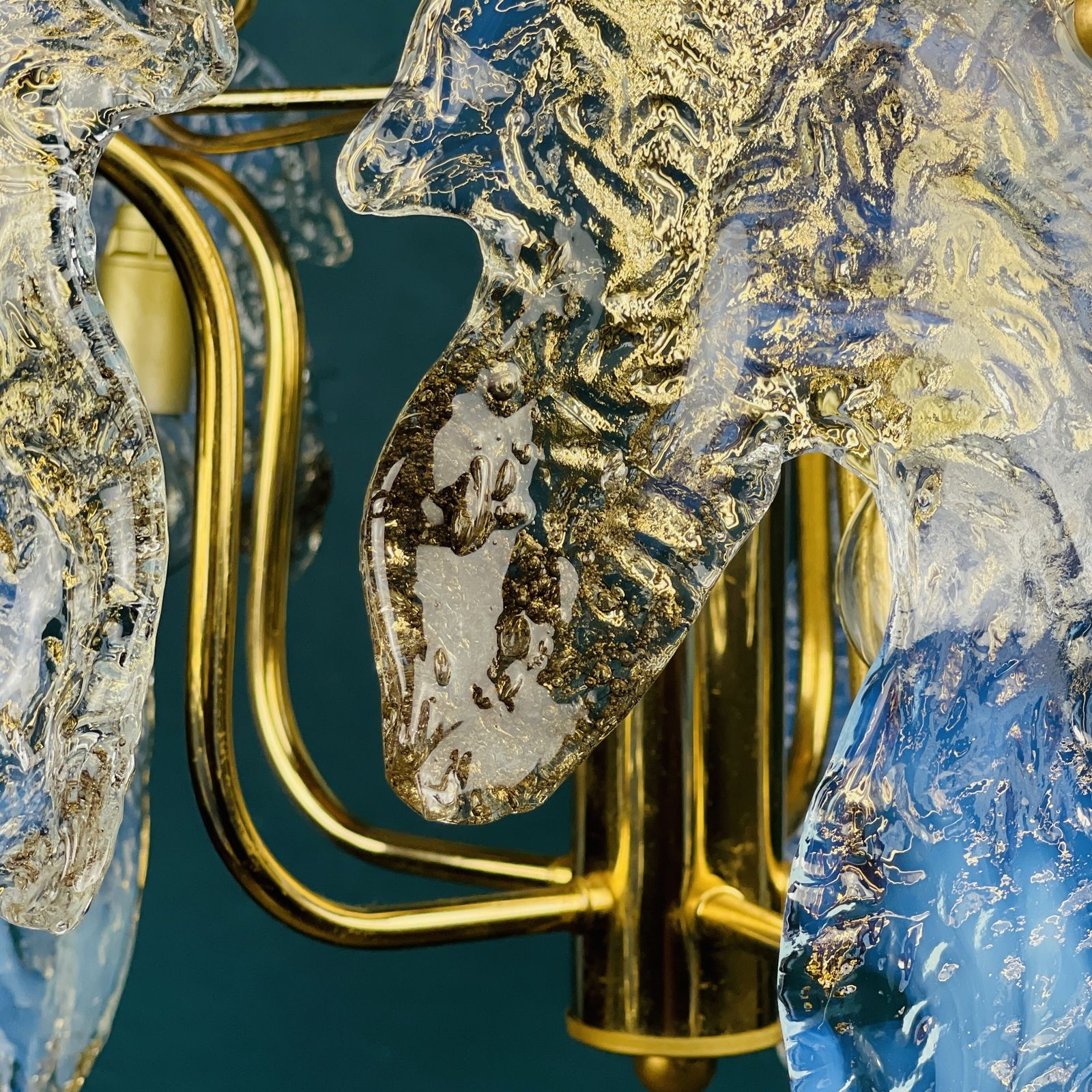 photo vinterior Vintage Murano Ice Glass Chandelier Italy 1970s