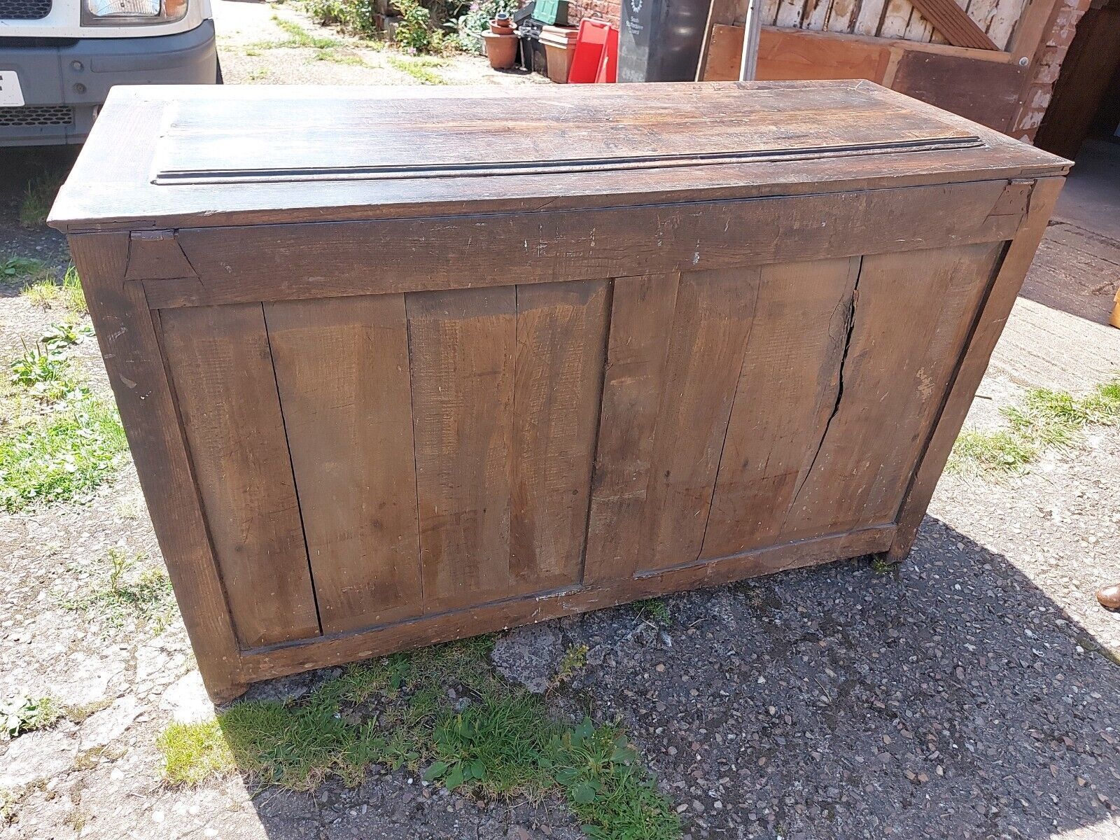 Gorgeous, Large 19th Century Oak Panelled Mule Chest With Three Drawers photo Furniture