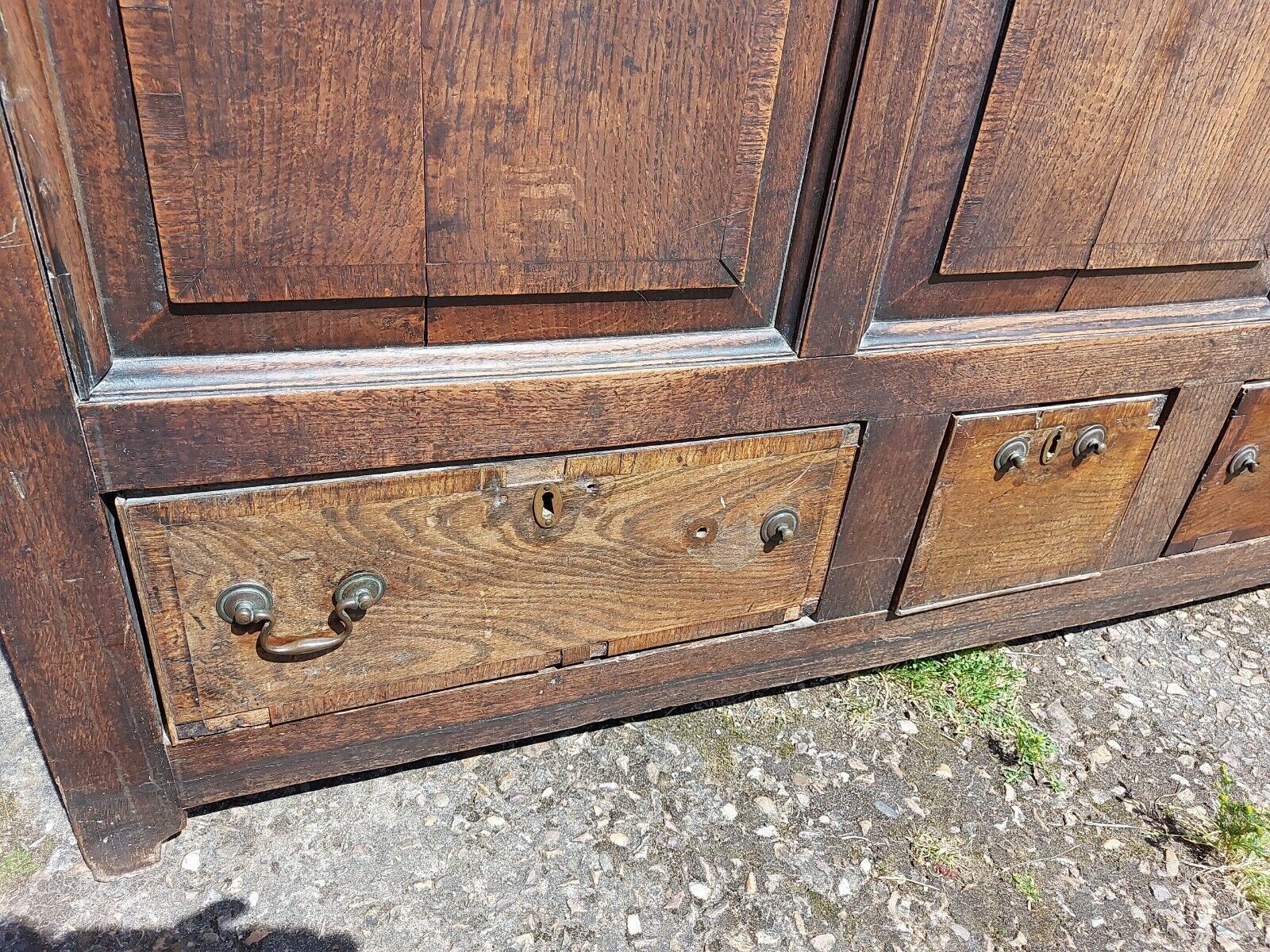 photo for sale Gorgeous, Large 19th Century Oak Panelled Mule Chest With Three Drawers