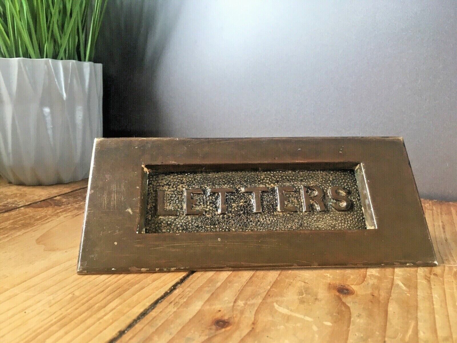 Reclaimed Antique Bronze Door Letter Letters Box Mail Posting Slot Copper Brass photo Home Fixtures