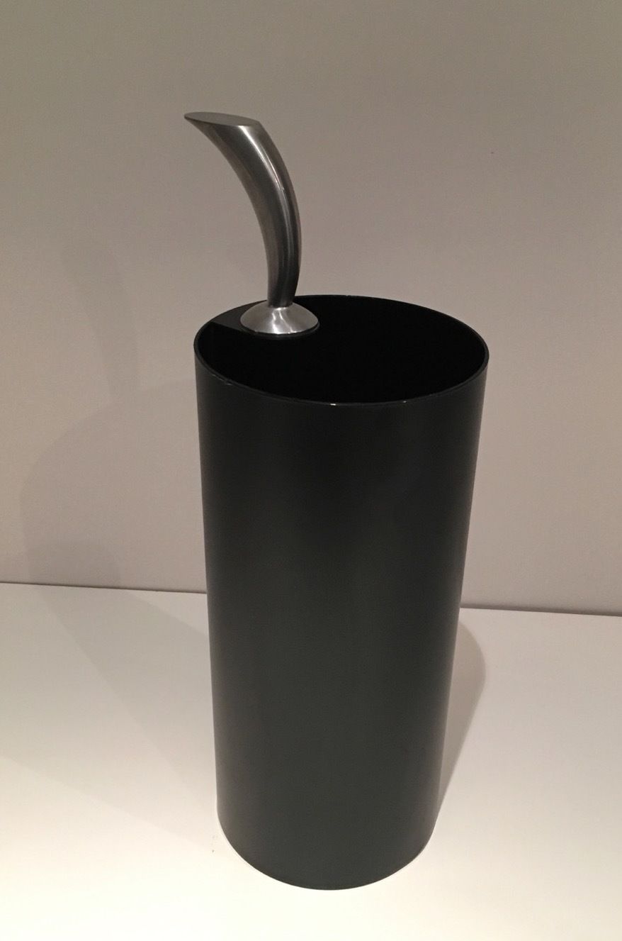 "Golf" Umbrella Stand In Black Plastic And Chrome