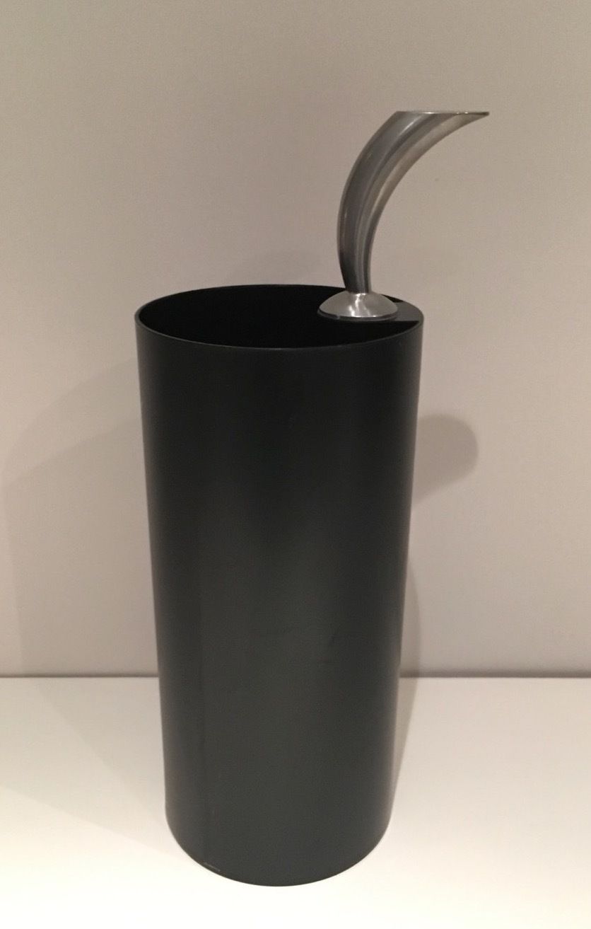 photo furniture "Golf" Umbrella Stand In Black Plastic And Chrome