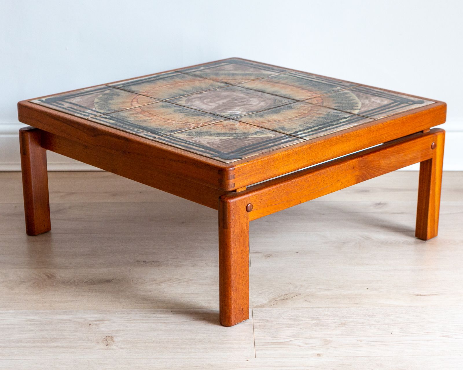 Signed Danish Ceramic Tiled Floating Ox Art Trioh Coffee Table Scandinavian 1970s Mid Century photo Furniture