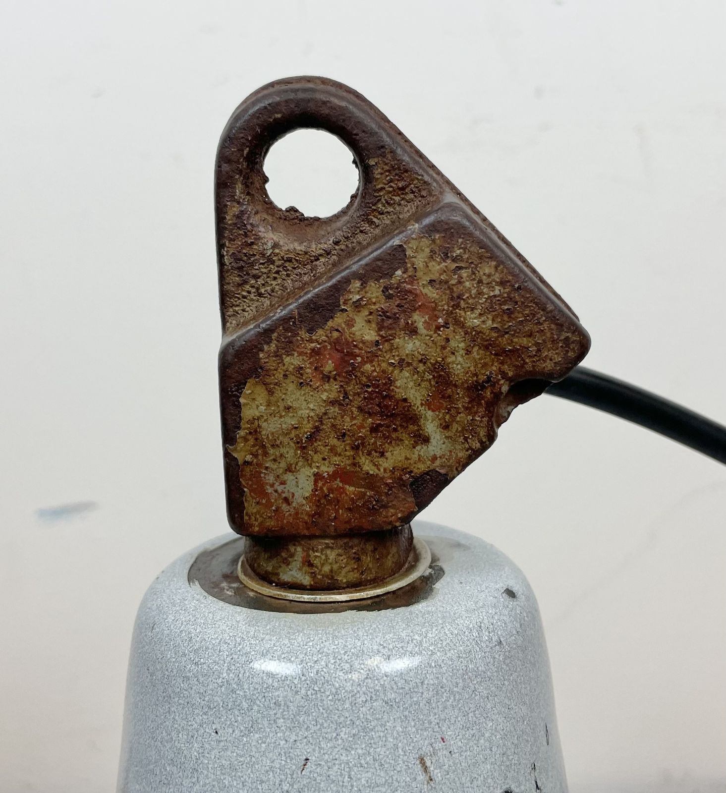 photo furniture Industrial Grey Enamel Factory Lamp With Cast Iron Top, 1960s  2x