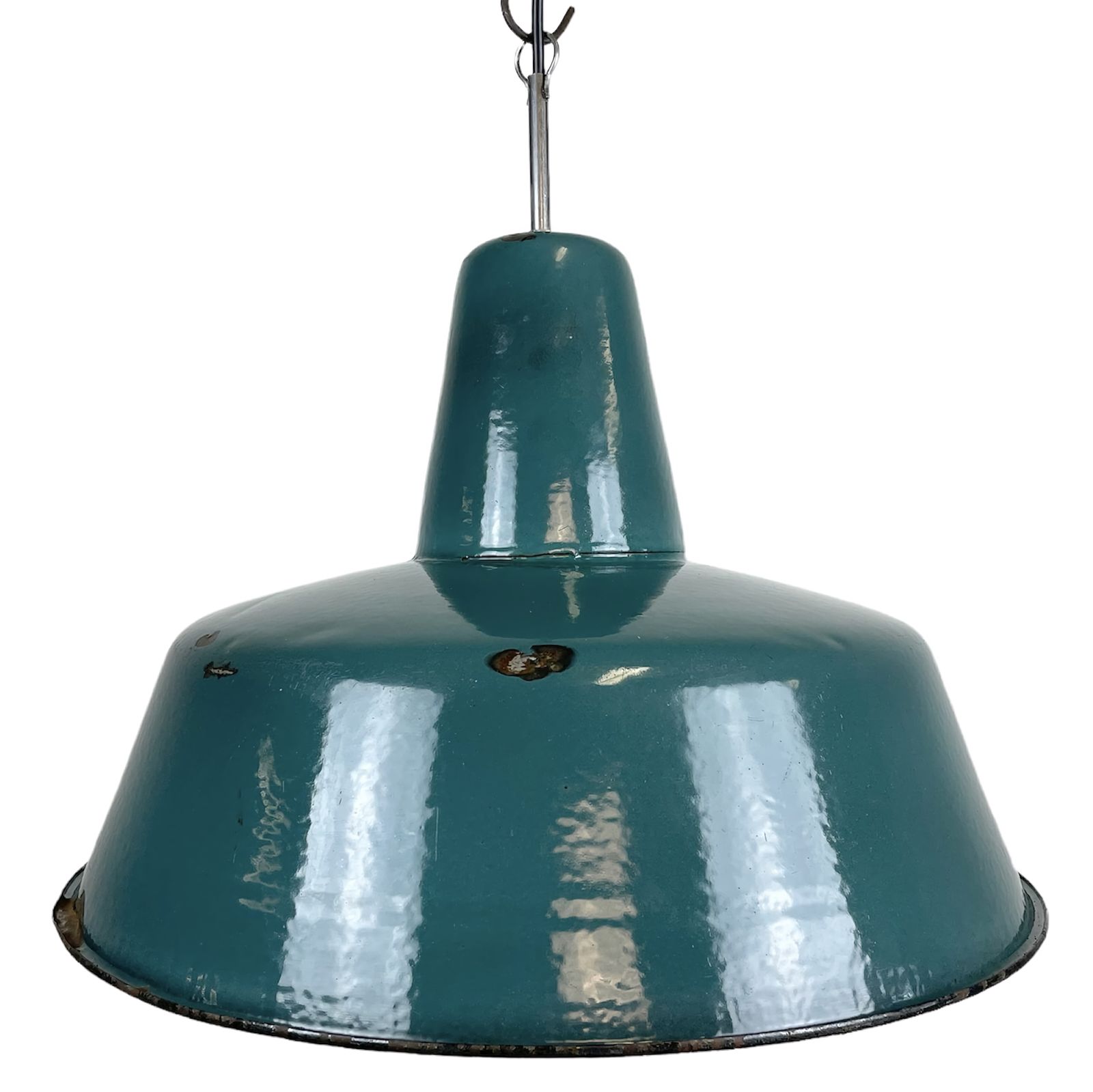 Industrial Green Enamel Factory Pendant Lamp, 1960s, 2x