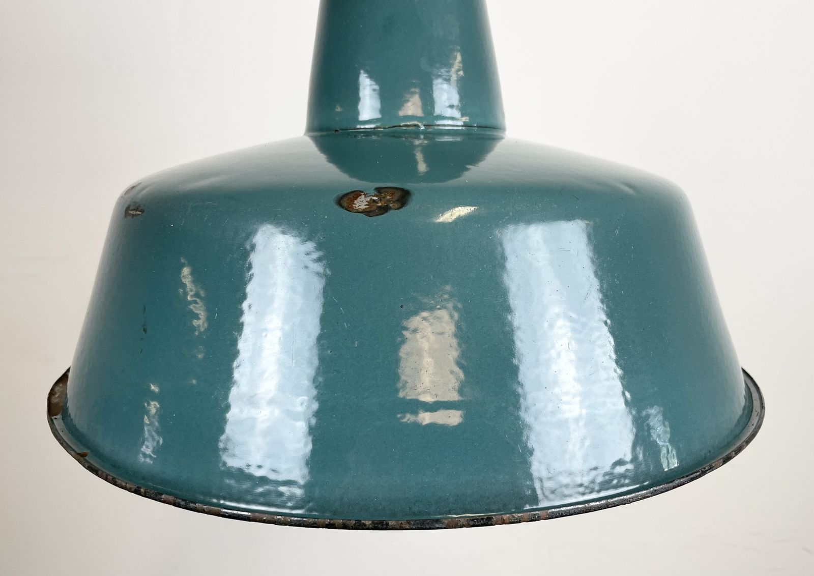Industrial Green Enamel Factory Pendant Lamp, 1960s, 2x photo 219.0