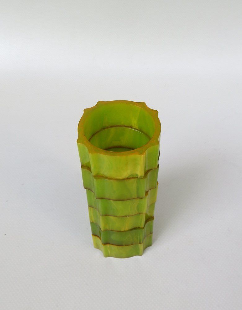 Art Deco Catalin Napkin Rings In Green Amber, Set Of 6 photo 580.55