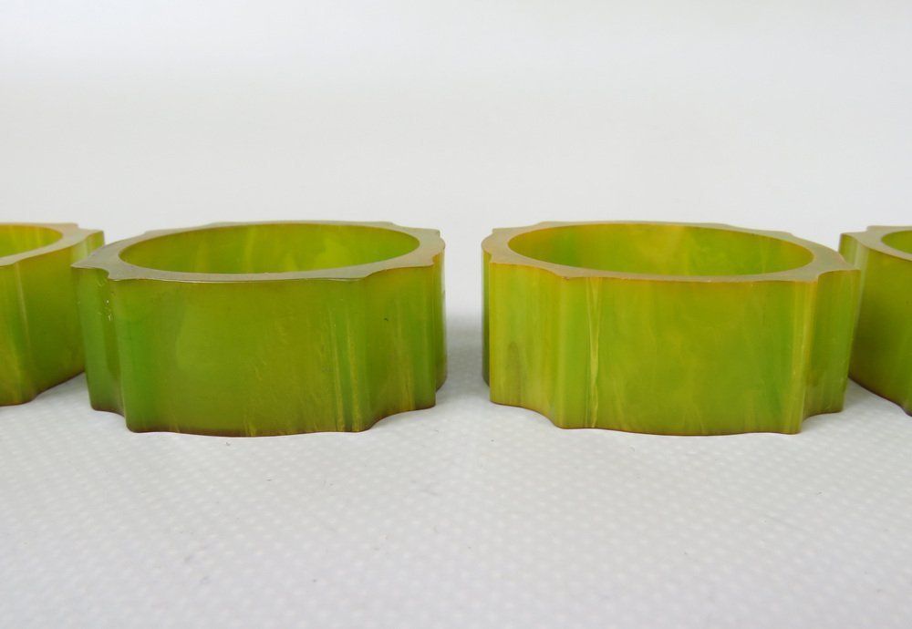 photo buy Art Deco Catalin Napkin Rings In Green Amber, Set Of 6