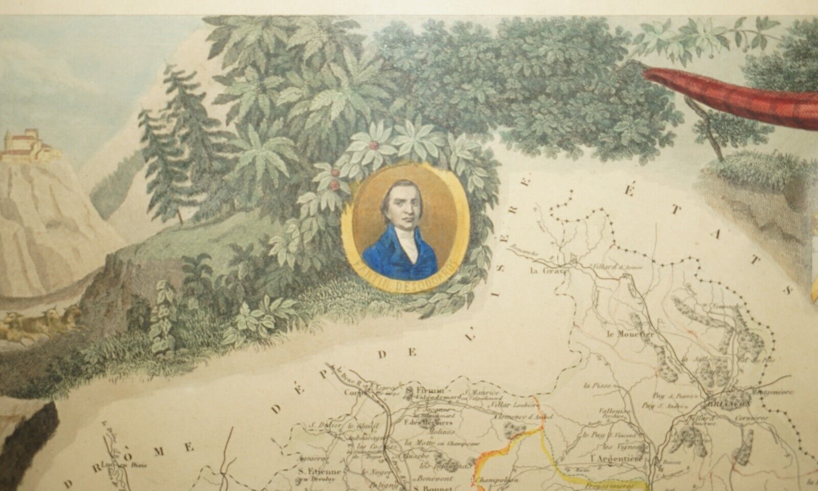 photo for sale Fine Antique 1856 Hand Watercolour Map Of Dept Des Hautes Alpes By Levasseur's