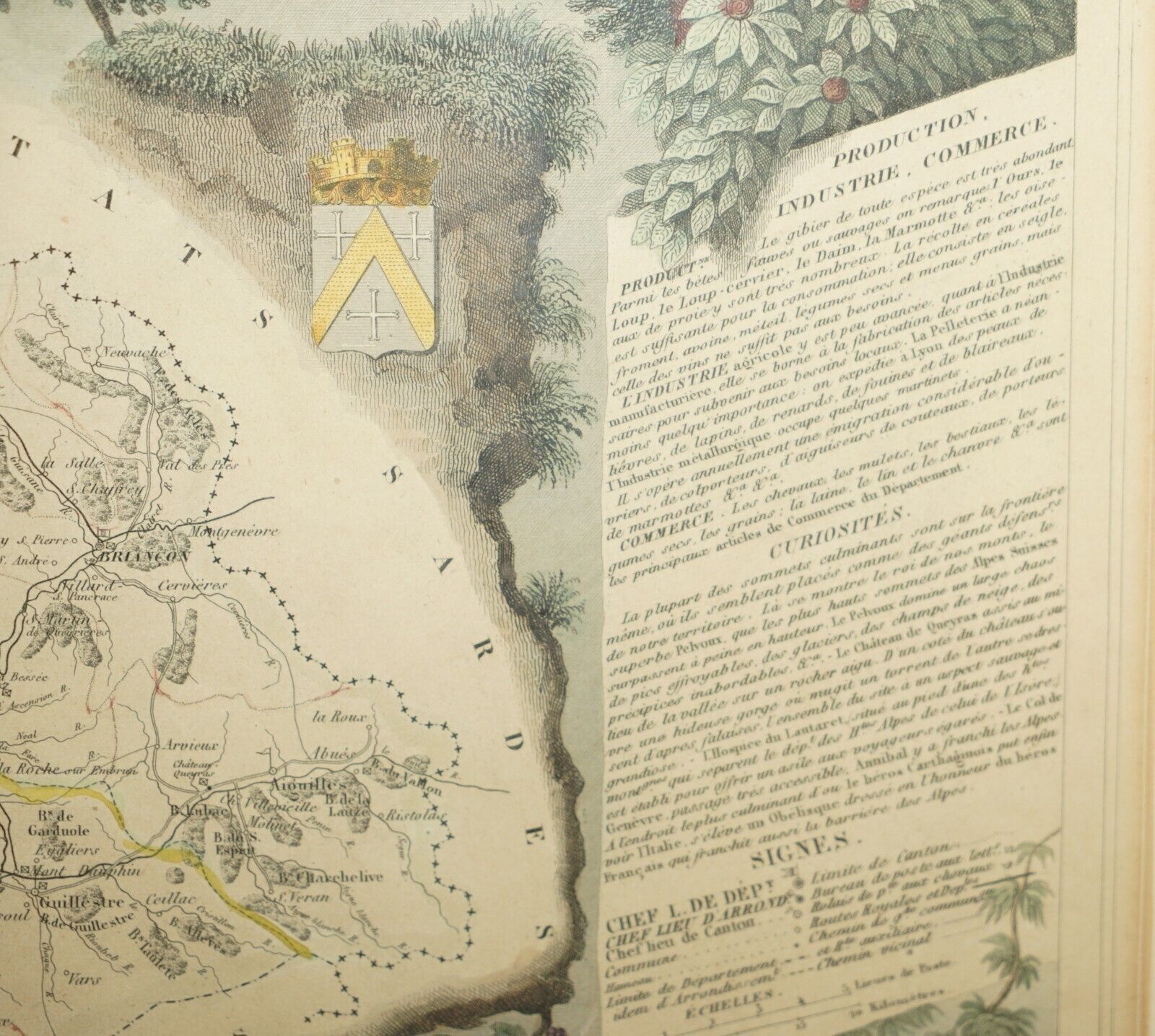 Art Fine Antique 1856 Hand Watercolour Map Of Dept Des Hautes Alpes By Levasseur's photo