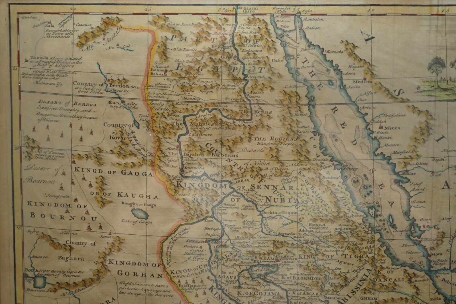London 1744 Published Watercolour Antique Map Of East Africa By Eman Bowen photo buy