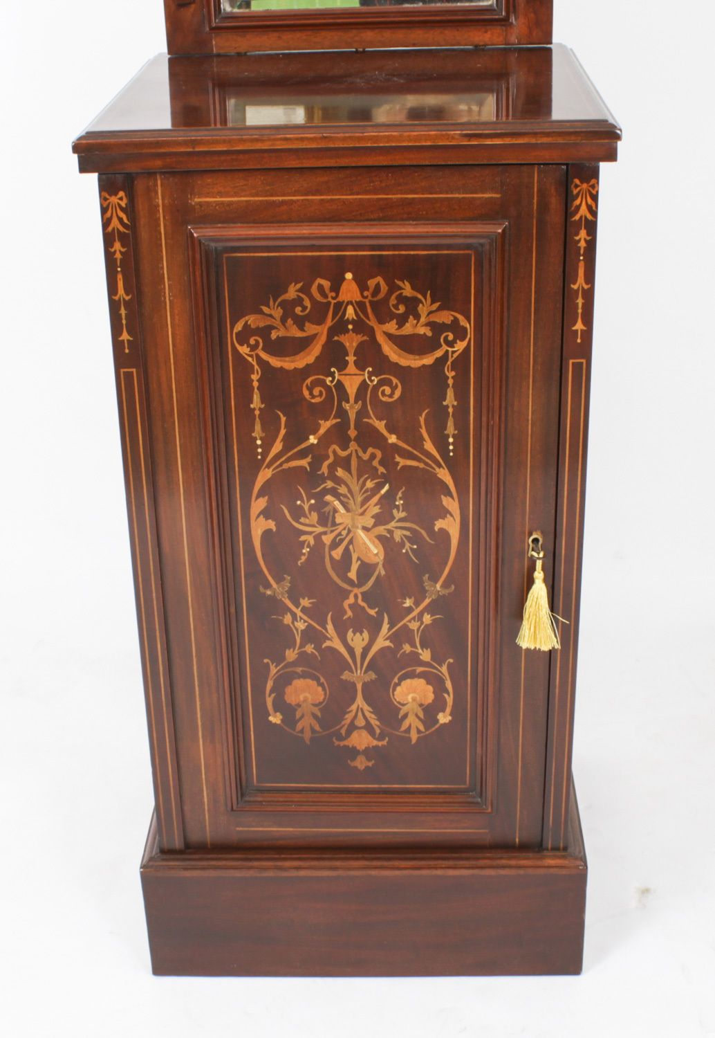 Pair Edwardian Mahogany Marquetry Bedside Chests 19th C photo buy