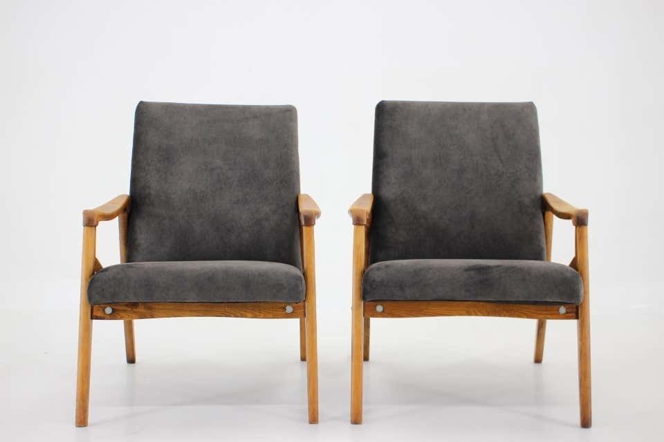 1960s Pair Of Beech Armchairs Czechoslovakia photo 980.0