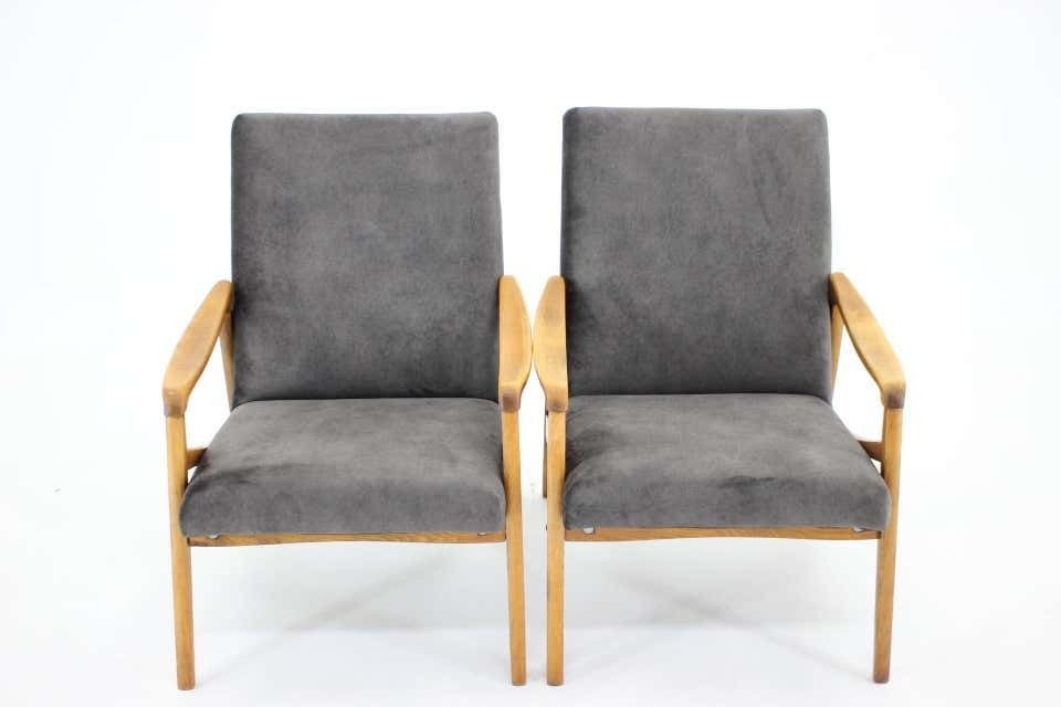1960s Pair Of Beech Armchairs Czechoslovakia photo vinterior