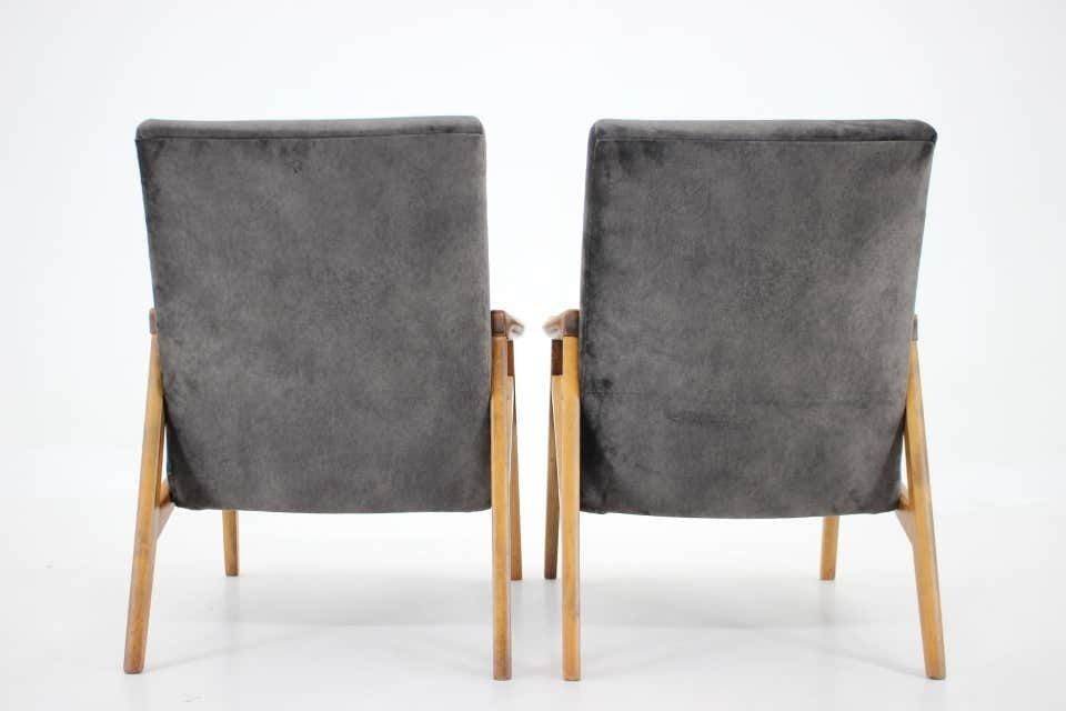 1960s Pair Of Beech Armchairs Czechoslovakia photo vintage