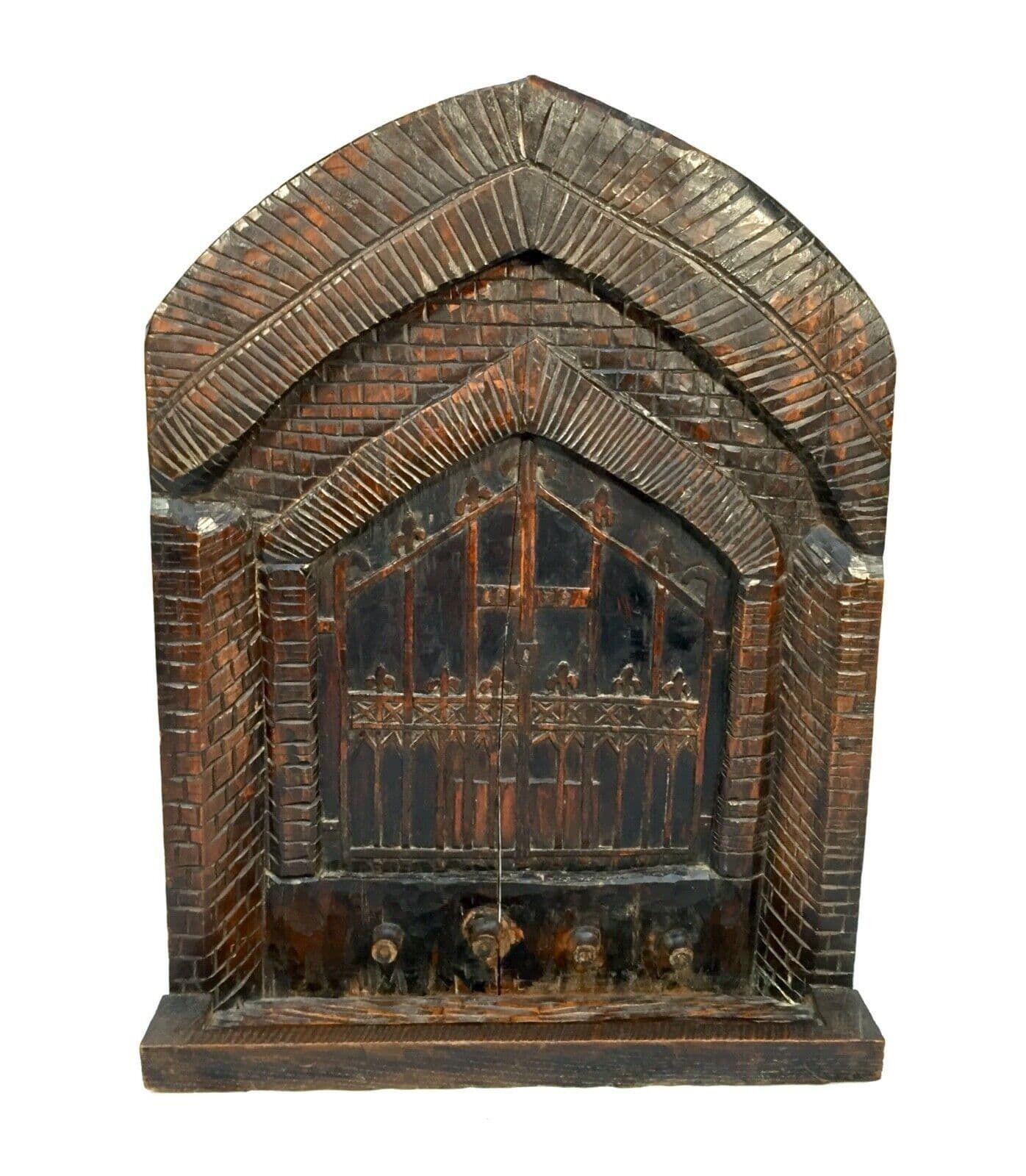 Antique Wooden Carved Fire Screen Of Liskeard Pipe Well Of St Martins C.1879 photo furniture