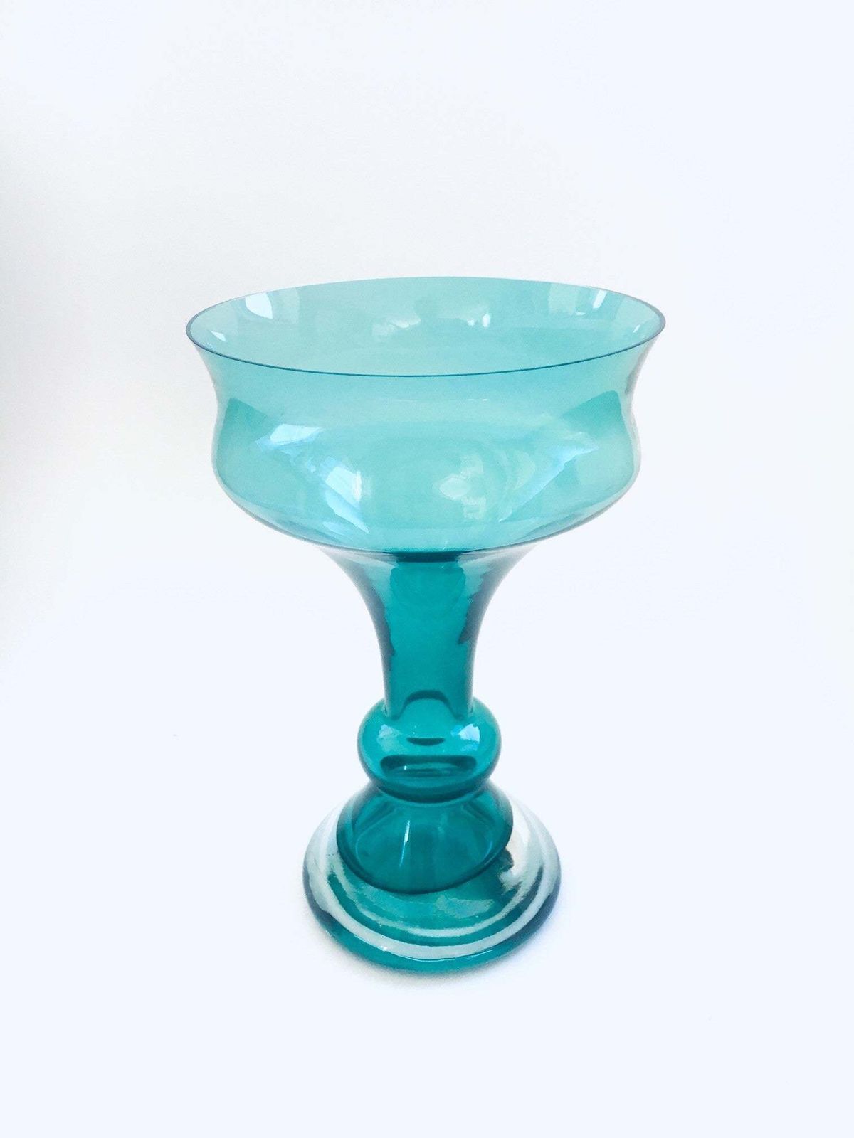 Midcentury Scandinavian Design Glass Trumpet Vase, Finland 1960's photo for sale