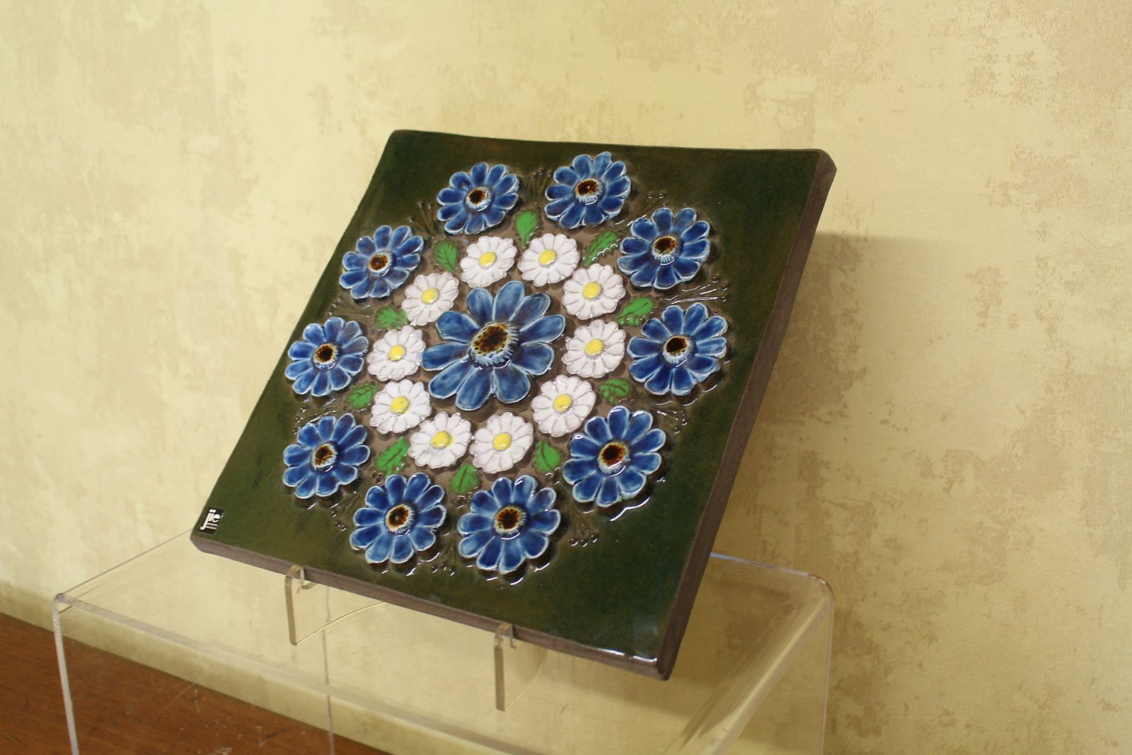 Jie Gantofta Of Sweden Floral Design Ceramic Plaque 60’s/70’s