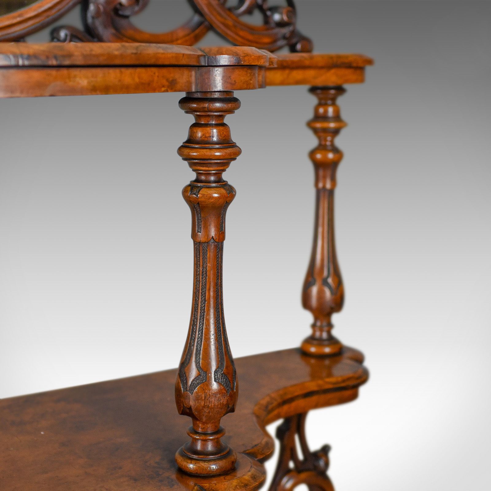 Antique Whatnot, Irish, Burr Walnut, Mirror Stand Robert Strahan & Co Circa 1840 photo vintage