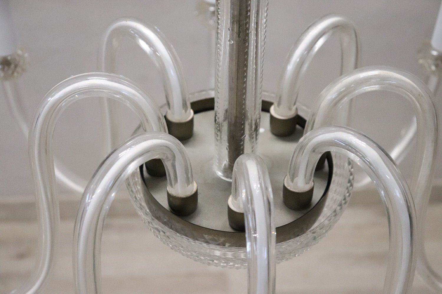 Vintage Transparent Murano Glass Chandelier 1980s photo furniture