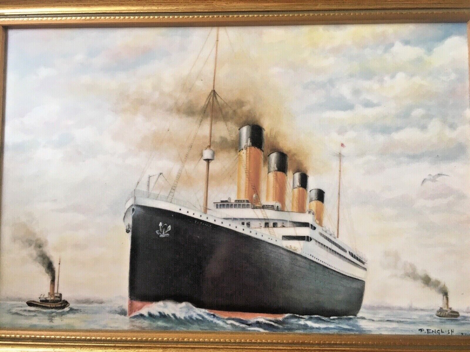Caughley Paul English Royal Worcester Digital Print Framed Tile Plaque Titanic photo furniture