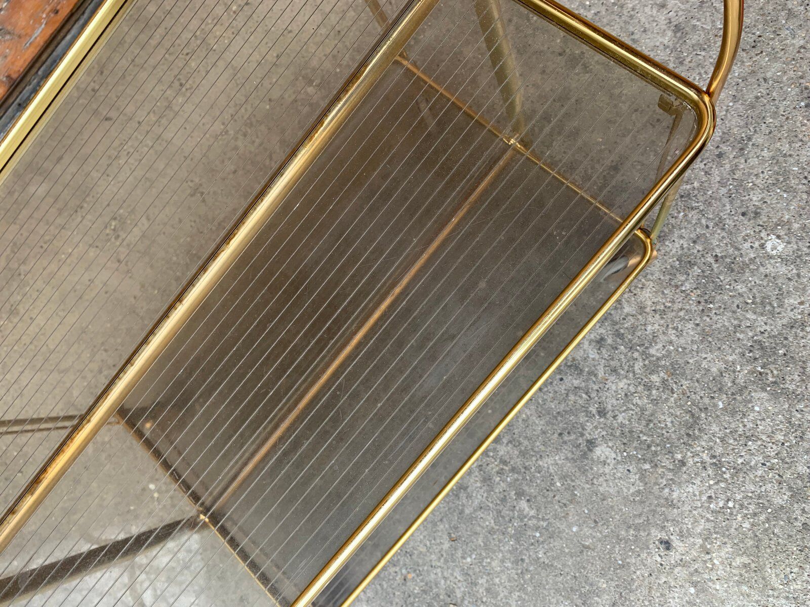 Vintage Folding Trolley In Gold Brass And Plastic photo for sale