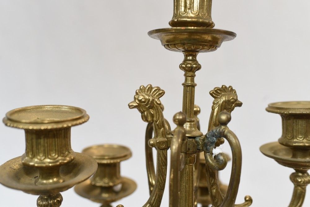 French Gilt Candelabra Marble Urn Cherub Candles photo 565.0