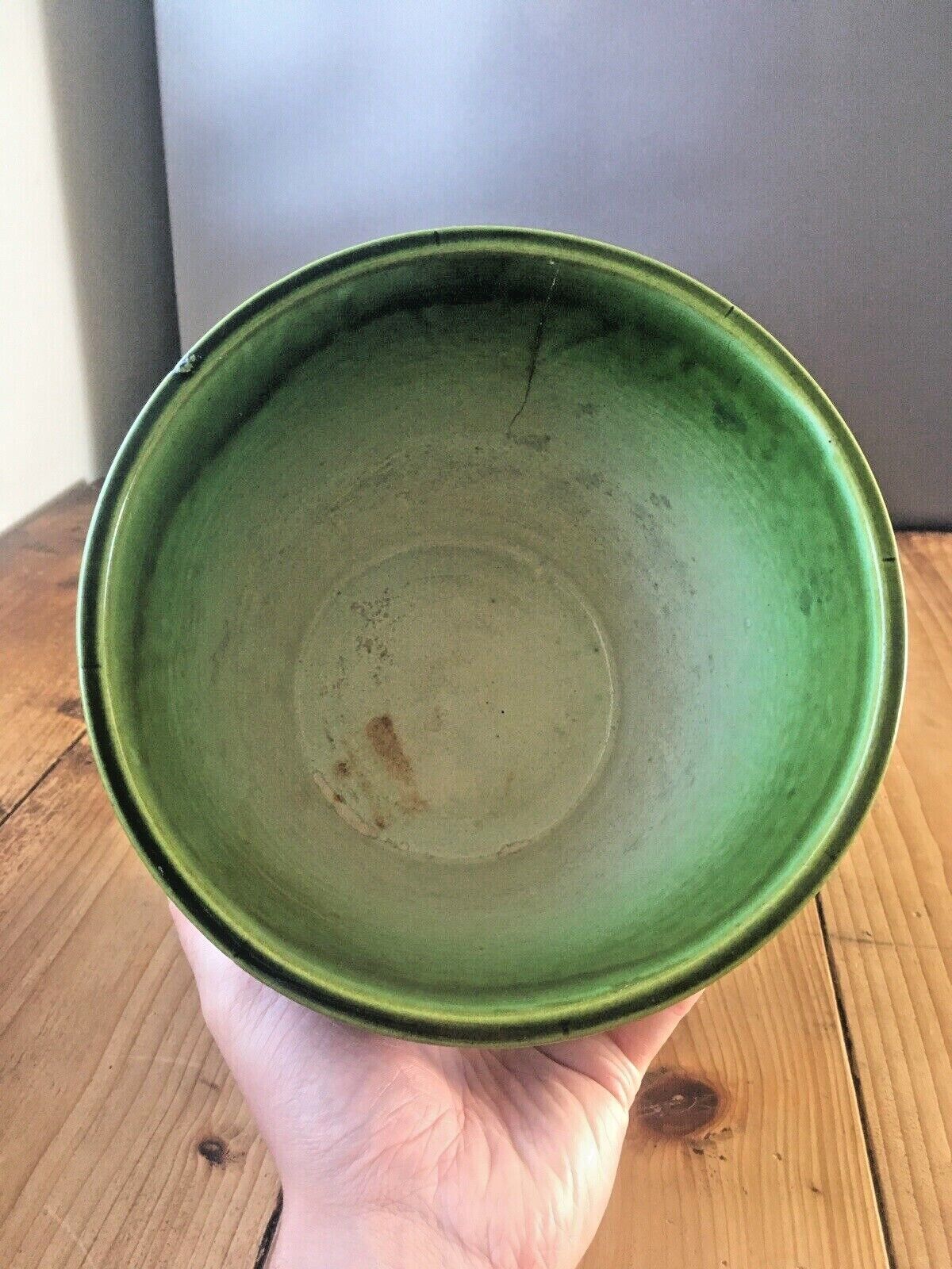 photo furniture Antique Green Bretby Pottery Coopered Barrel Jardiniere Vase Plant Pot 2118 H