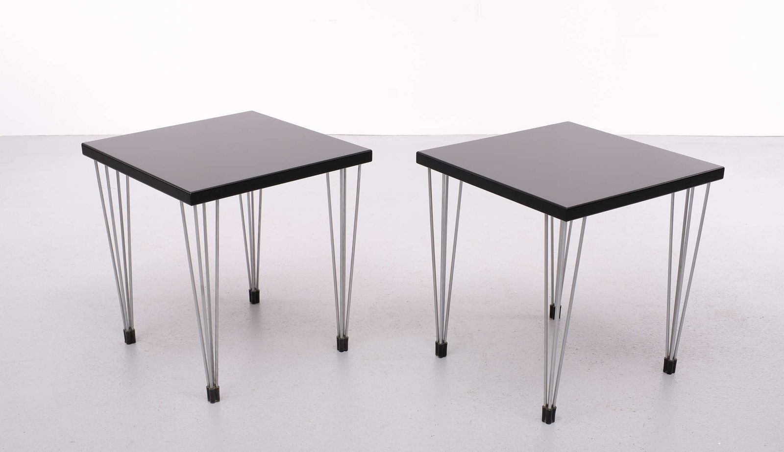 Two Scandinavian Hairpin Legs Side Tables 1970s