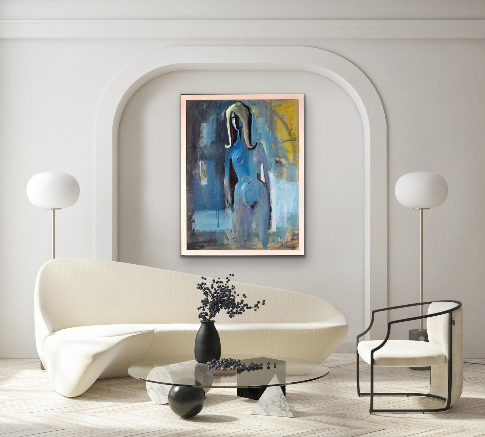 photo furniture Tony Giles 1925 To 1994. Vows Are Spoken Only To Be Broken, Circa 1965. Framed Cornish Female Nude Oil Painting. Cornwall.