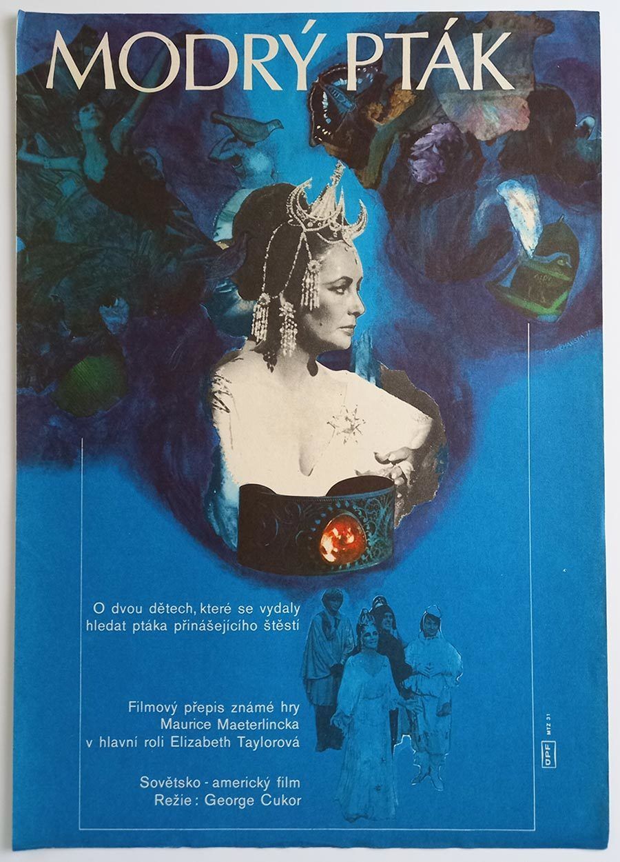 Original Film Poster, The Blue Bird, Eva Heřmanská, 1977, Genuine Czech Vintage Print