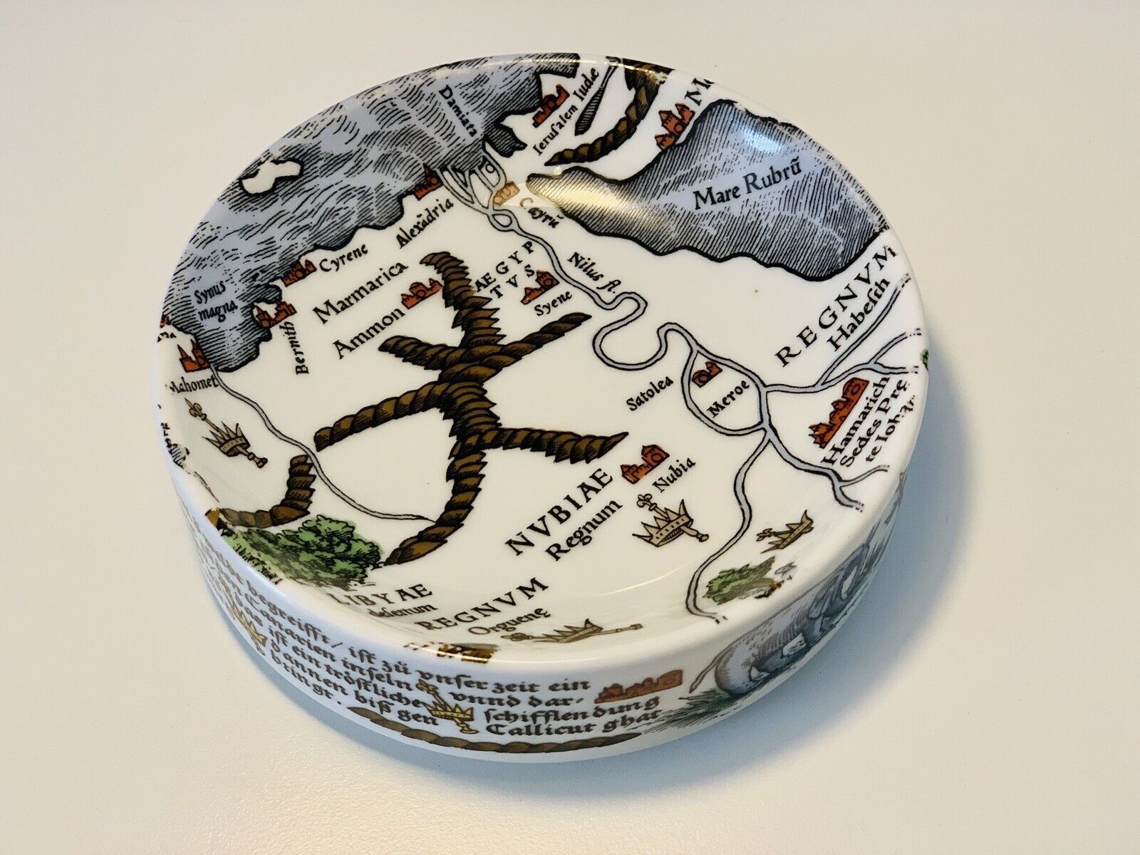 Mid Century Trinket Dish With Medieval Map Of North Africa Ptolemy photo furniture