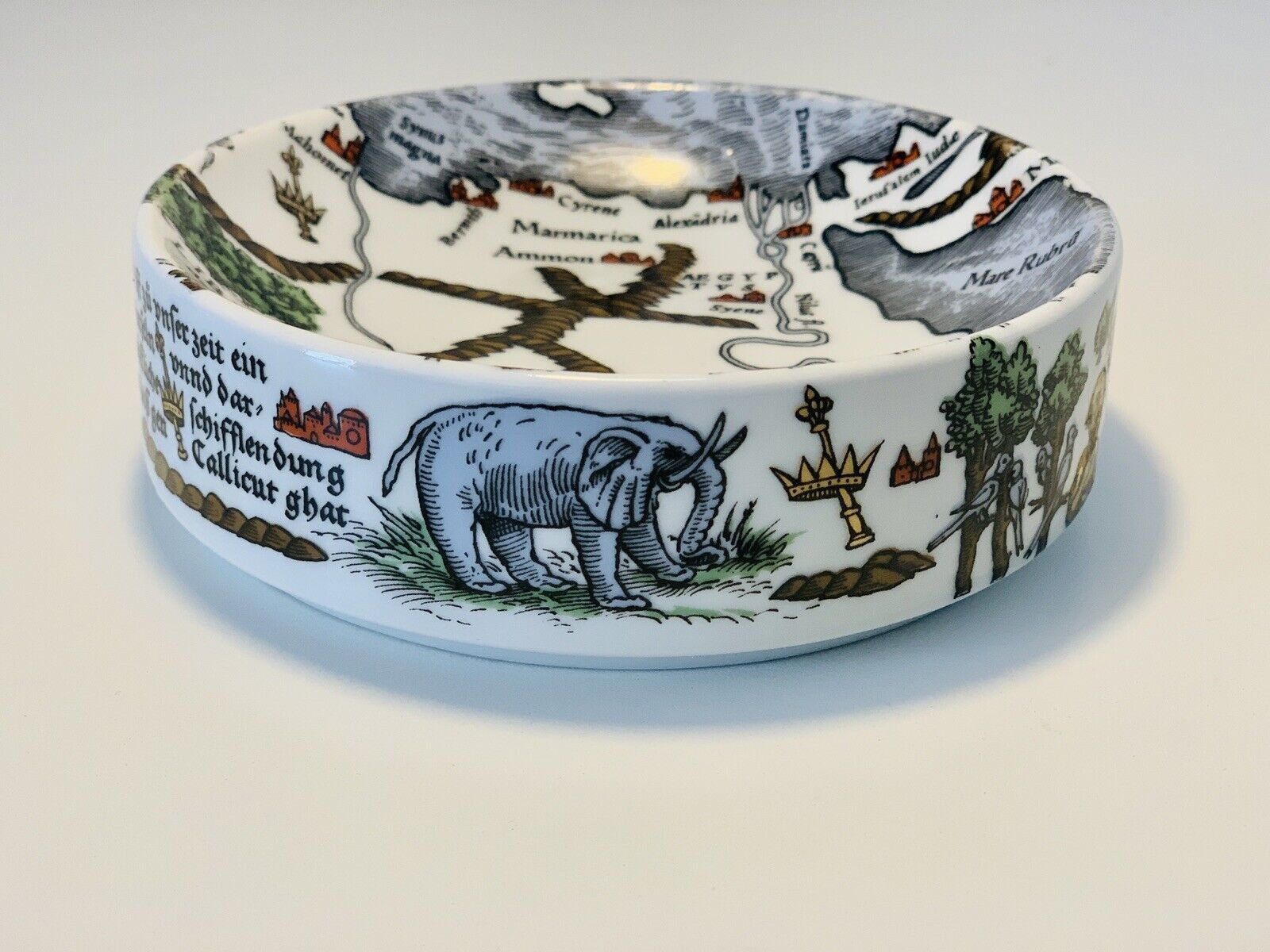 Mid Century Trinket Dish With Medieval Map Of North Africa Ptolemy photo vintage