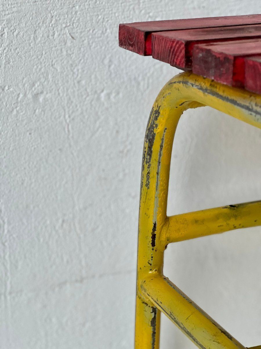 photo furniture Industrial Bench In Metal And Pine, 1970s