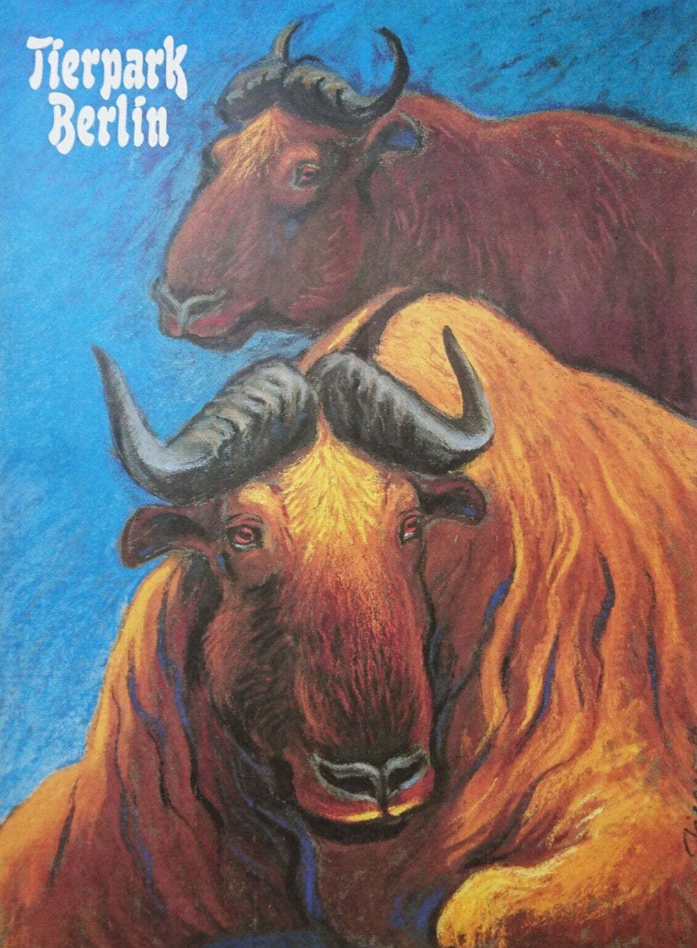 Berlin Tierpark  Golden Takin Original Vintage Poster