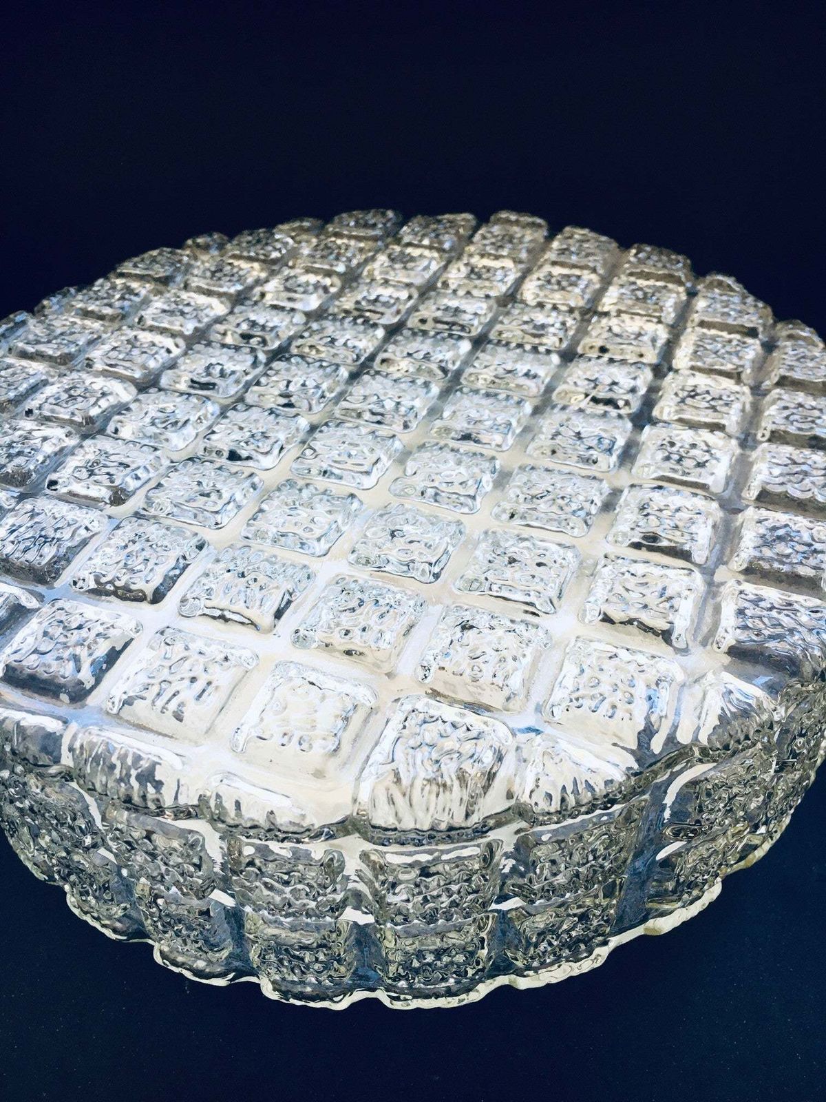 1970's Plaid Pattern Glass Sconce Wall Lamp By Massive photo vintage