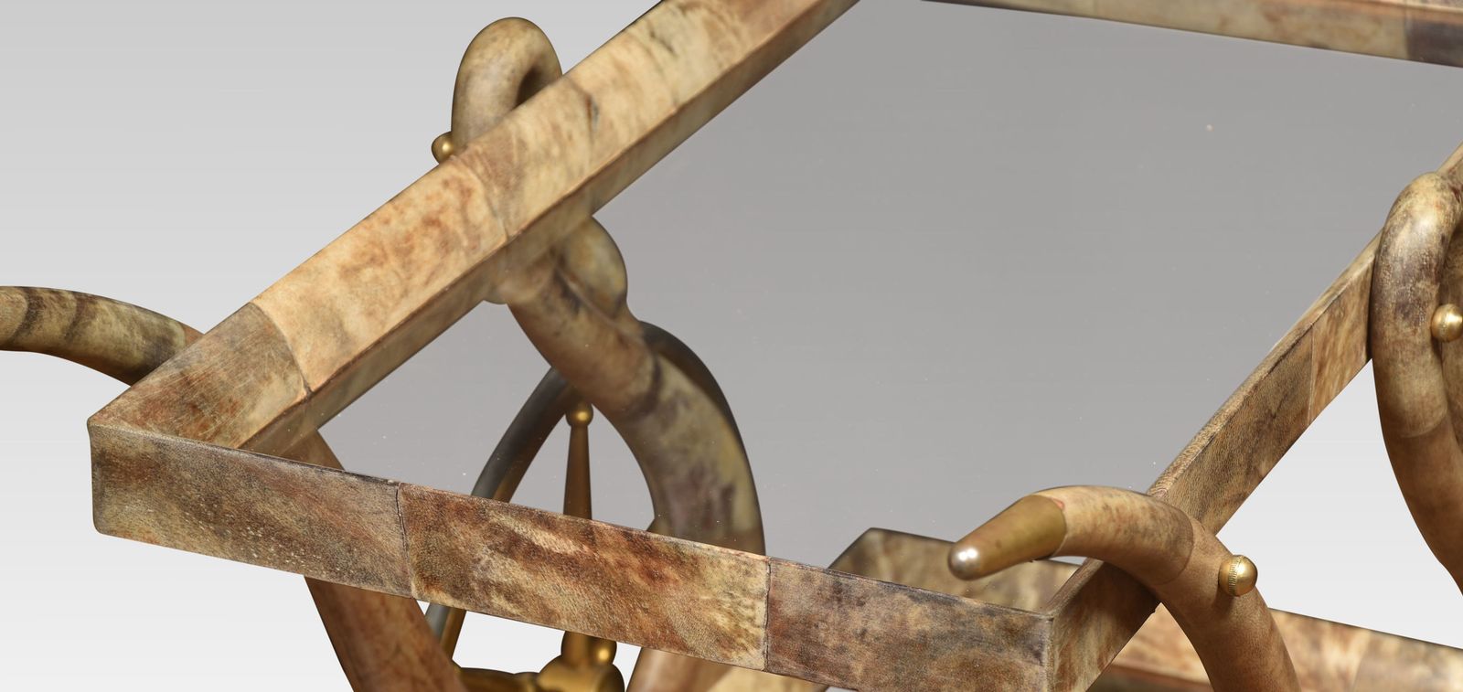Goatskin And Brass Bar Or Dessert Cart By Aldo Tura photo Furniture