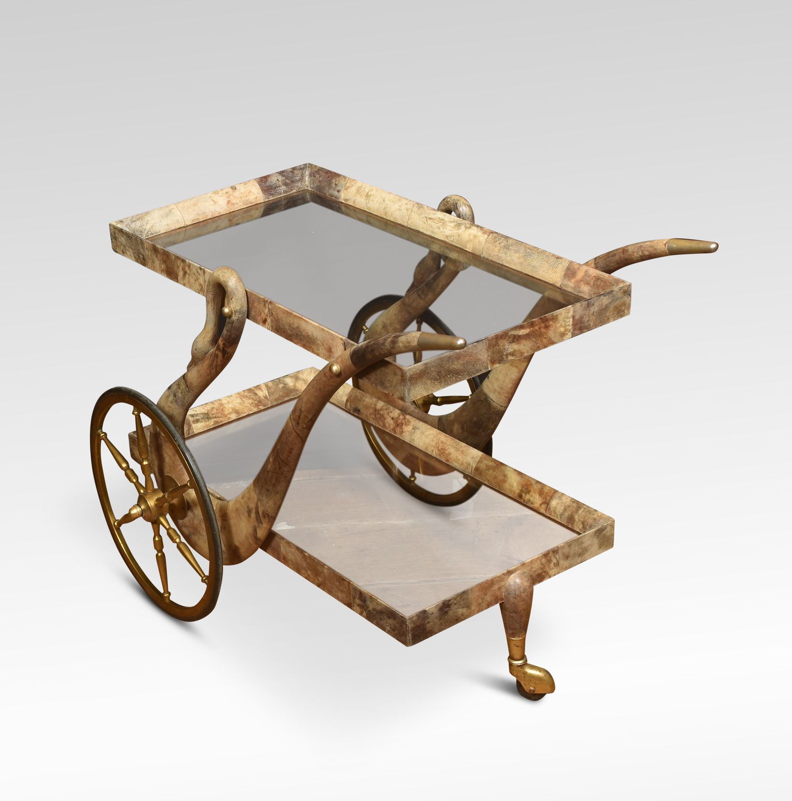 Goatskin And Brass Bar Or Dessert Cart By Aldo Tura photo 3420.0
