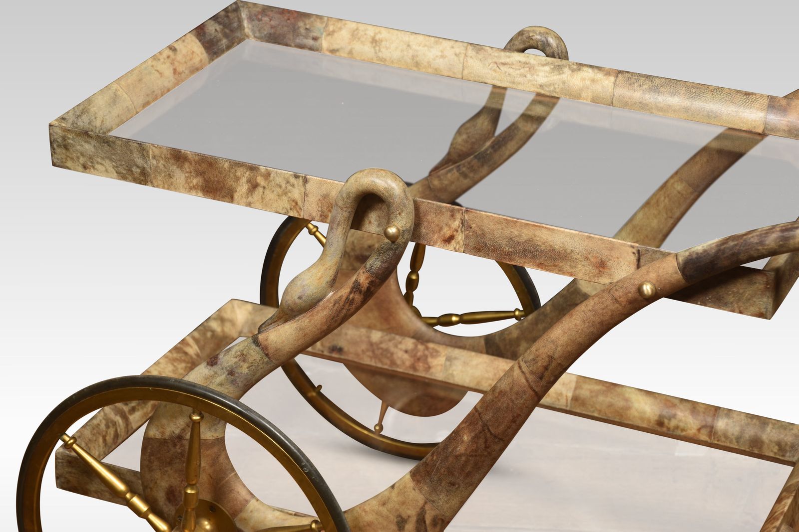 Goatskin And Brass Bar Or Dessert Cart By Aldo Tura photo buy