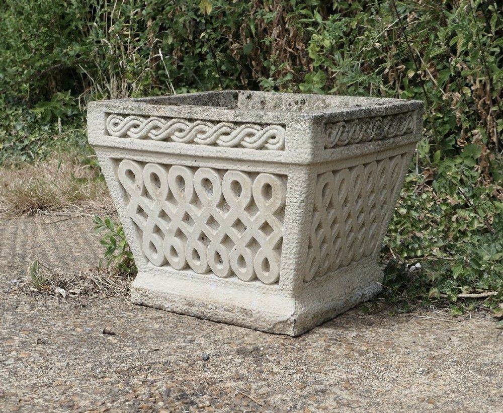 A Set Of 6 Classical Basket Weave Garden Planters photo furniture