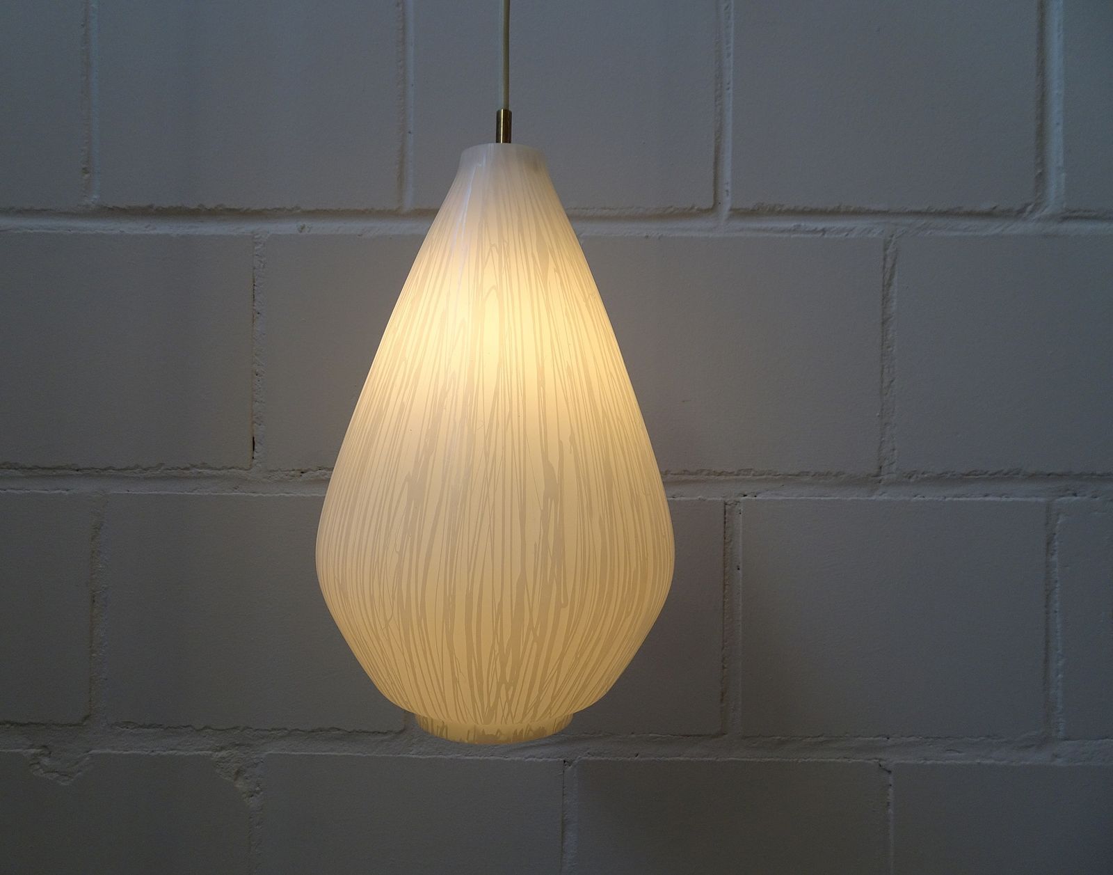 Glass Pendant Lamp, 1950s, Vintage photo vinterior