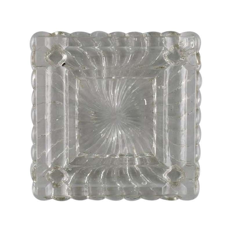Baccarat, France, Square Art Deco Bowl / Dish In Clear Art Glass, 1930s / 40s