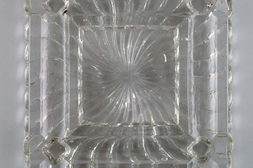 Baccarat, France, Square Art Deco Bowl / Dish In Clear Art Glass, 1930s / 40s photo Home Decor