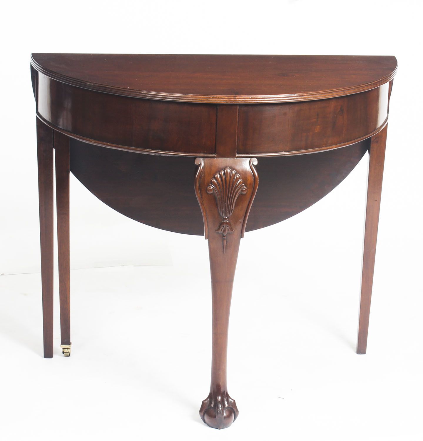 Victorian Mahogany Demi Lune Card Console Tea  19th C photo for sale