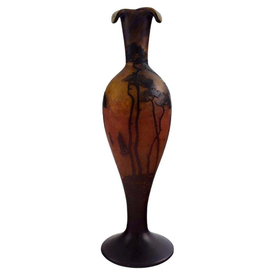 Muller Frères, France, Vase In Smoky And Dark Art Glass, 1920s
